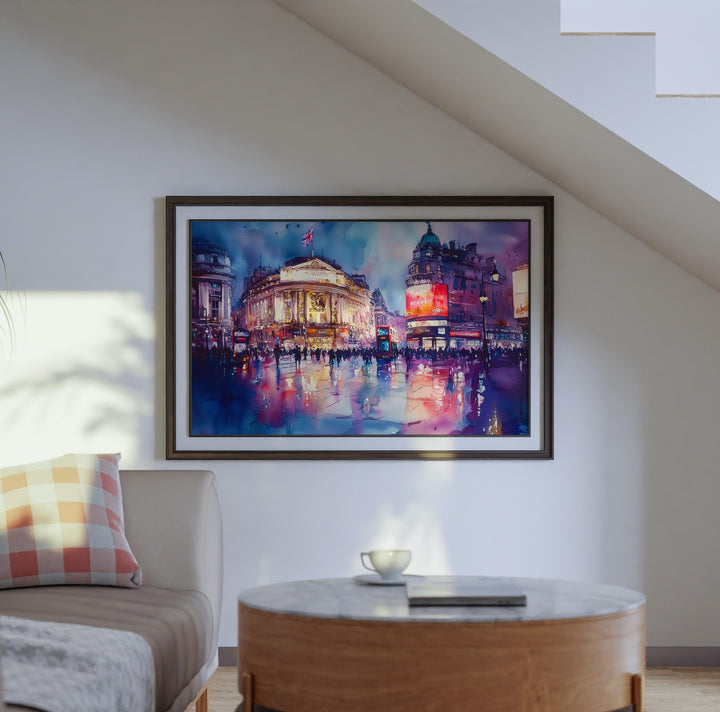 Piccadilly Circus London Watercolor Poster Piccadilly Circus Travel Print City Landmark Painting Wall Art UK Souvenir