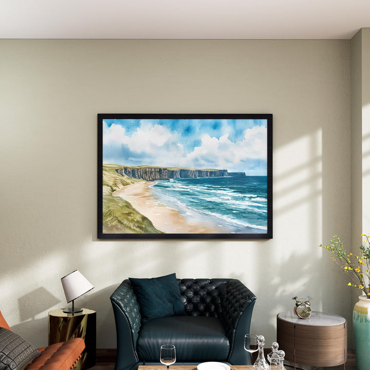 Orkney Islands Scotland Watercolor Poster Orkney Travel Print Coastal Landscape Painting Nature Wall Art UK Souvenir