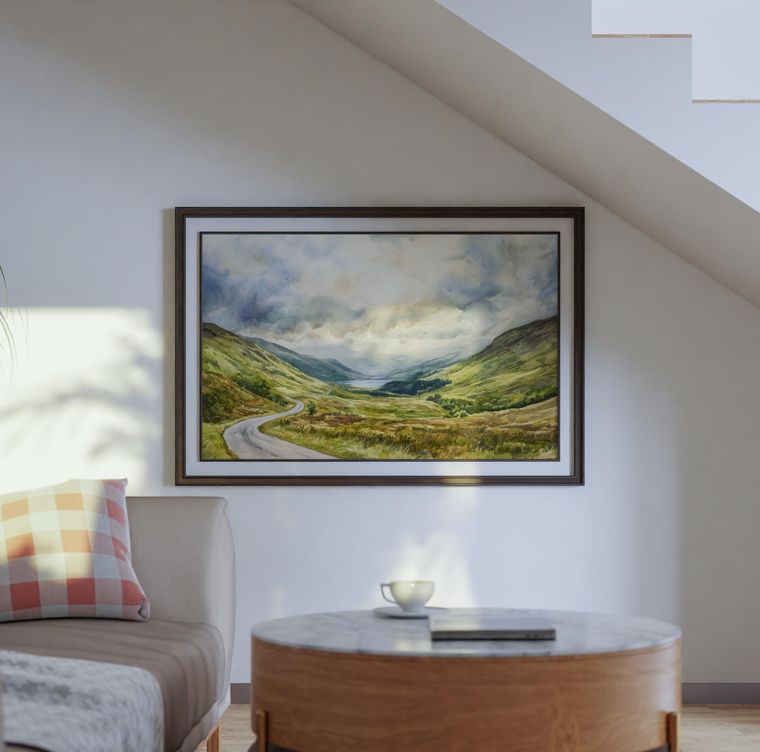 North Coast 500 Scotland Watercolor Poster NC500 Travel Print Highland Road Trip Painting Landscape Wall Art UK Souvenir
