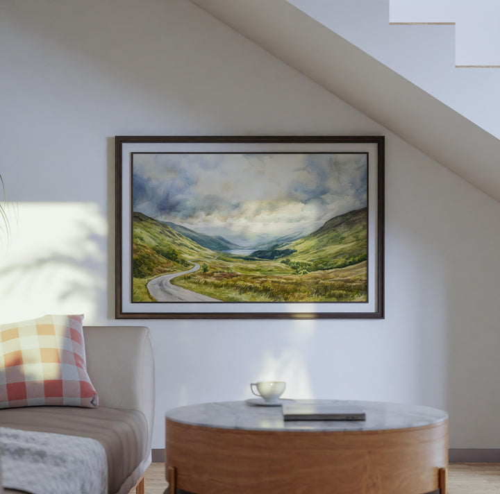 North Coast 500 Scotland Watercolor Poster NC500 Travel Print Highland Road Trip Painting Landscape Wall Art UK Souvenir