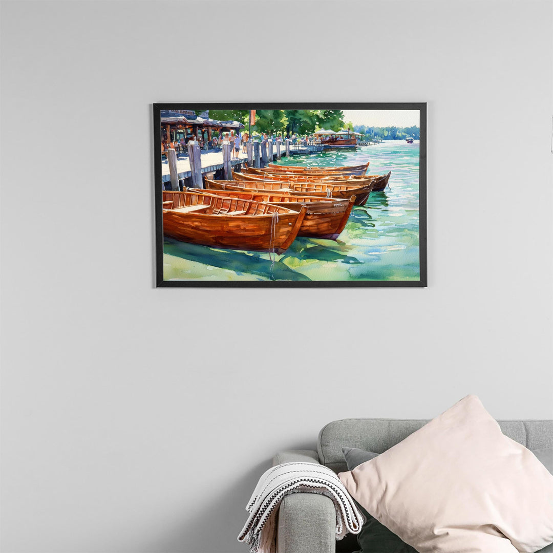 Skaneateles New York Watercolor Poster Skaneateles Travel Print Lake Landscape Painting Wall Art Finger Lakes Souvenir