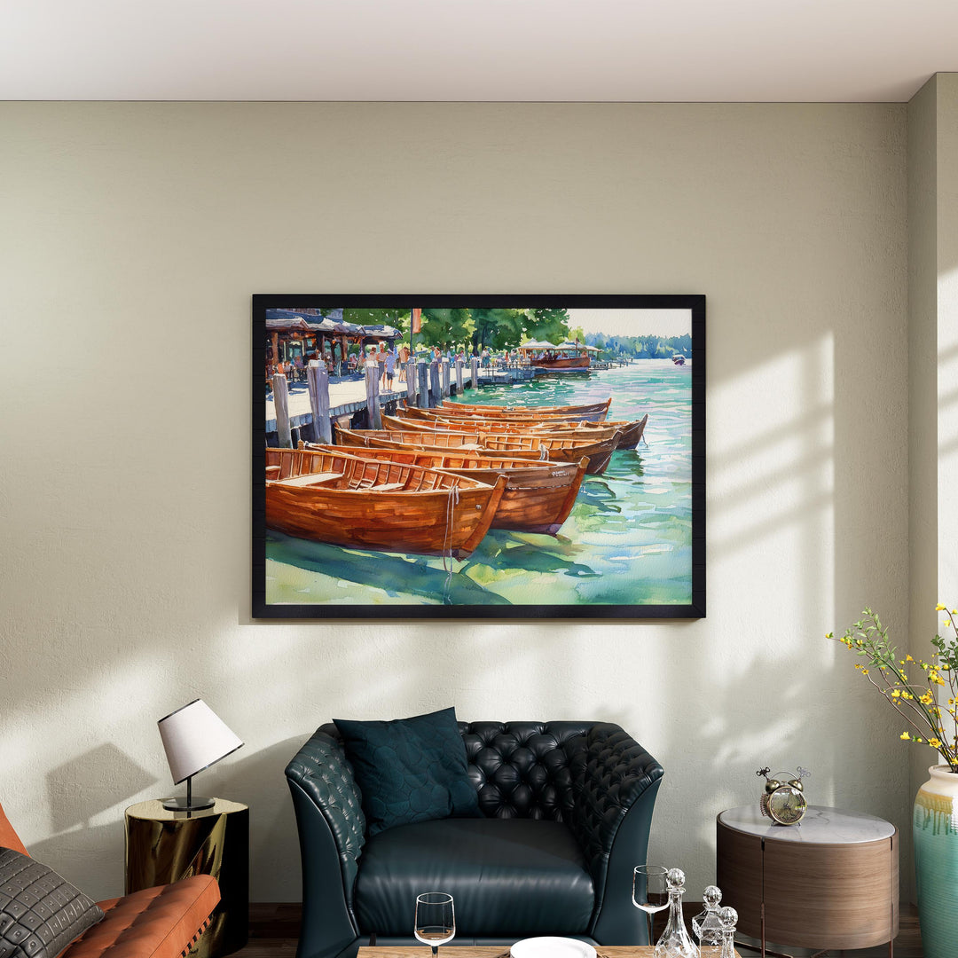 Skaneateles New York Watercolor Poster Skaneateles Travel Print Lake Landscape Painting Wall Art Finger Lakes Souvenir