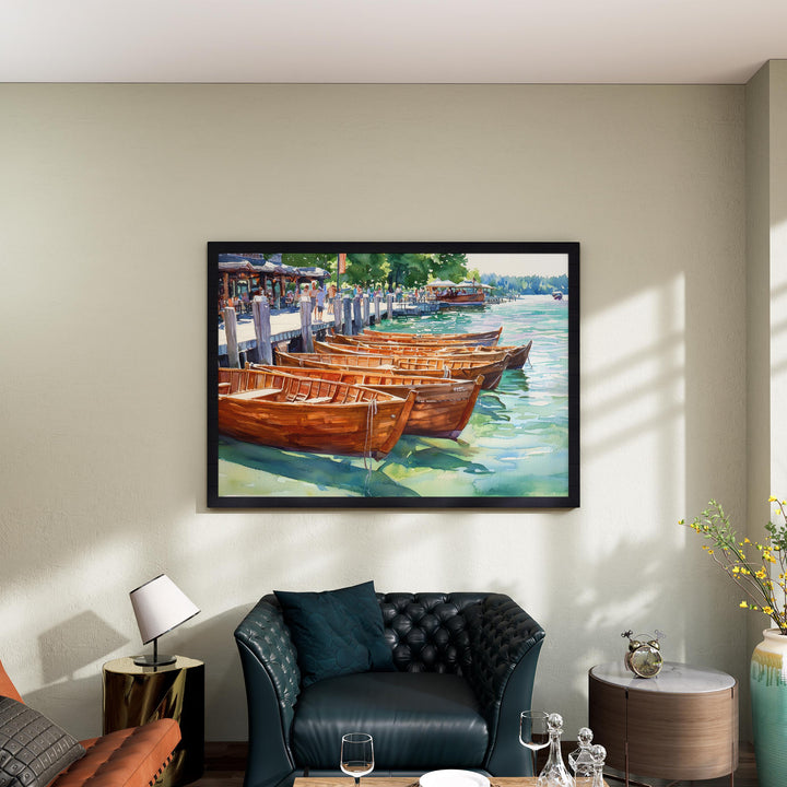 Skaneateles New York Watercolor Poster Skaneateles Travel Print Lake Landscape Painting Wall Art Finger Lakes Souvenir