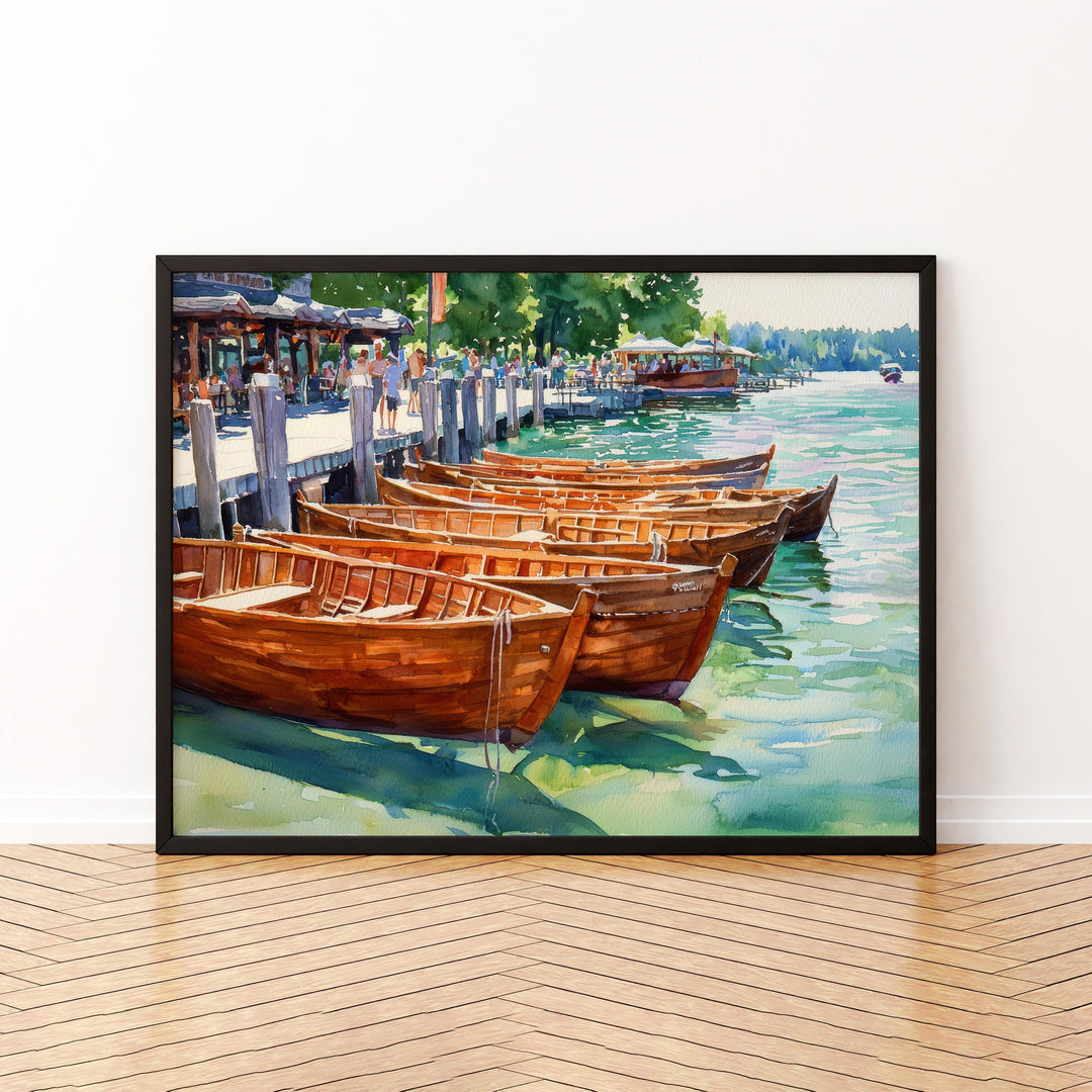 Skaneateles New York Watercolor Poster Skaneateles Travel Print Lake Landscape Painting Wall Art Finger Lakes Souvenir