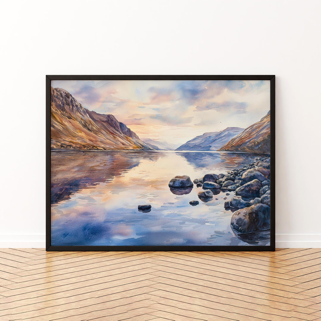 Wast Water England Watercolor Poster Wast Water Travel Print Lake District Painting Mountain Lake Wall Art UK Souvenir