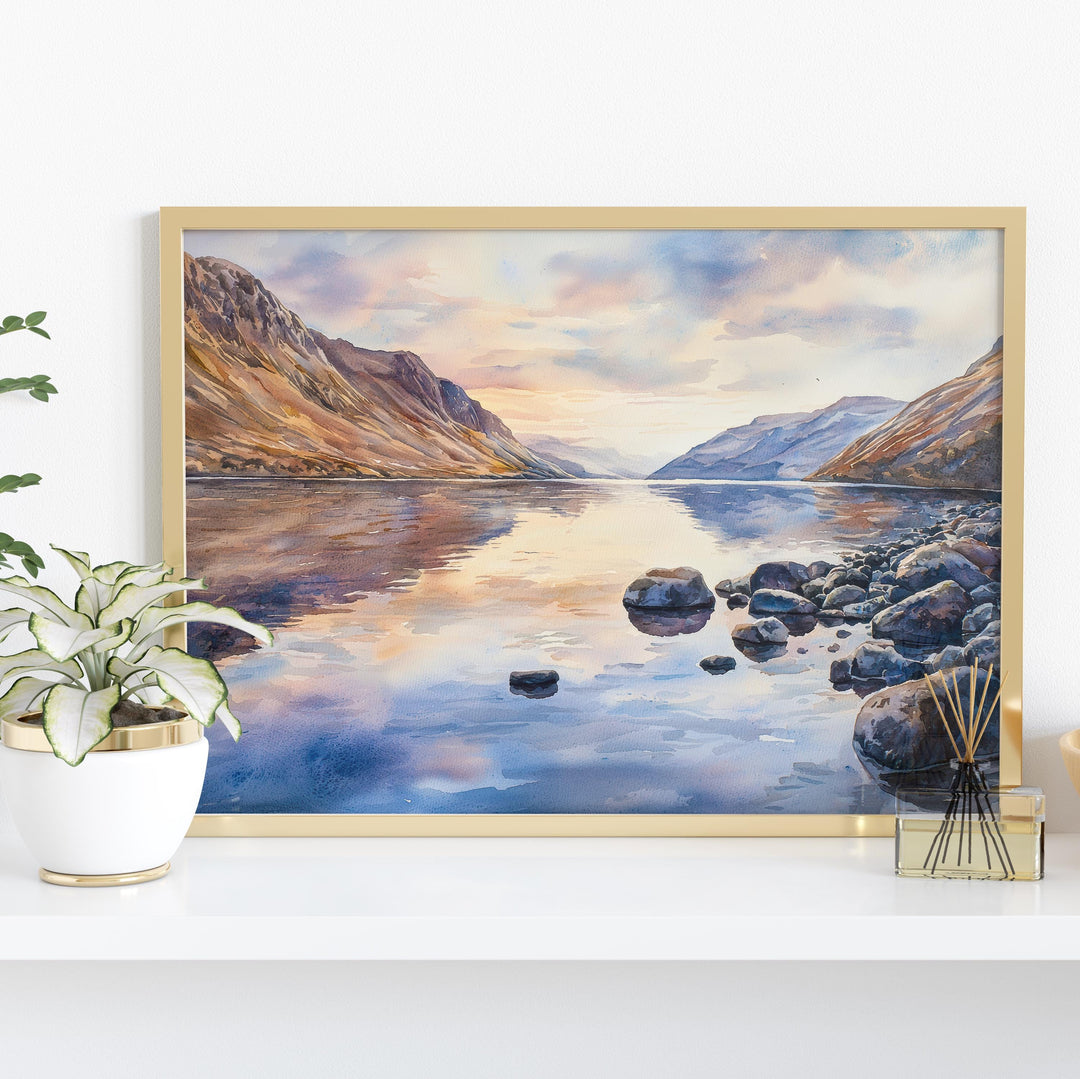 Wast Water England Watercolor Poster Wast Water Travel Print Lake District Painting Mountain Lake Wall Art UK Souvenir