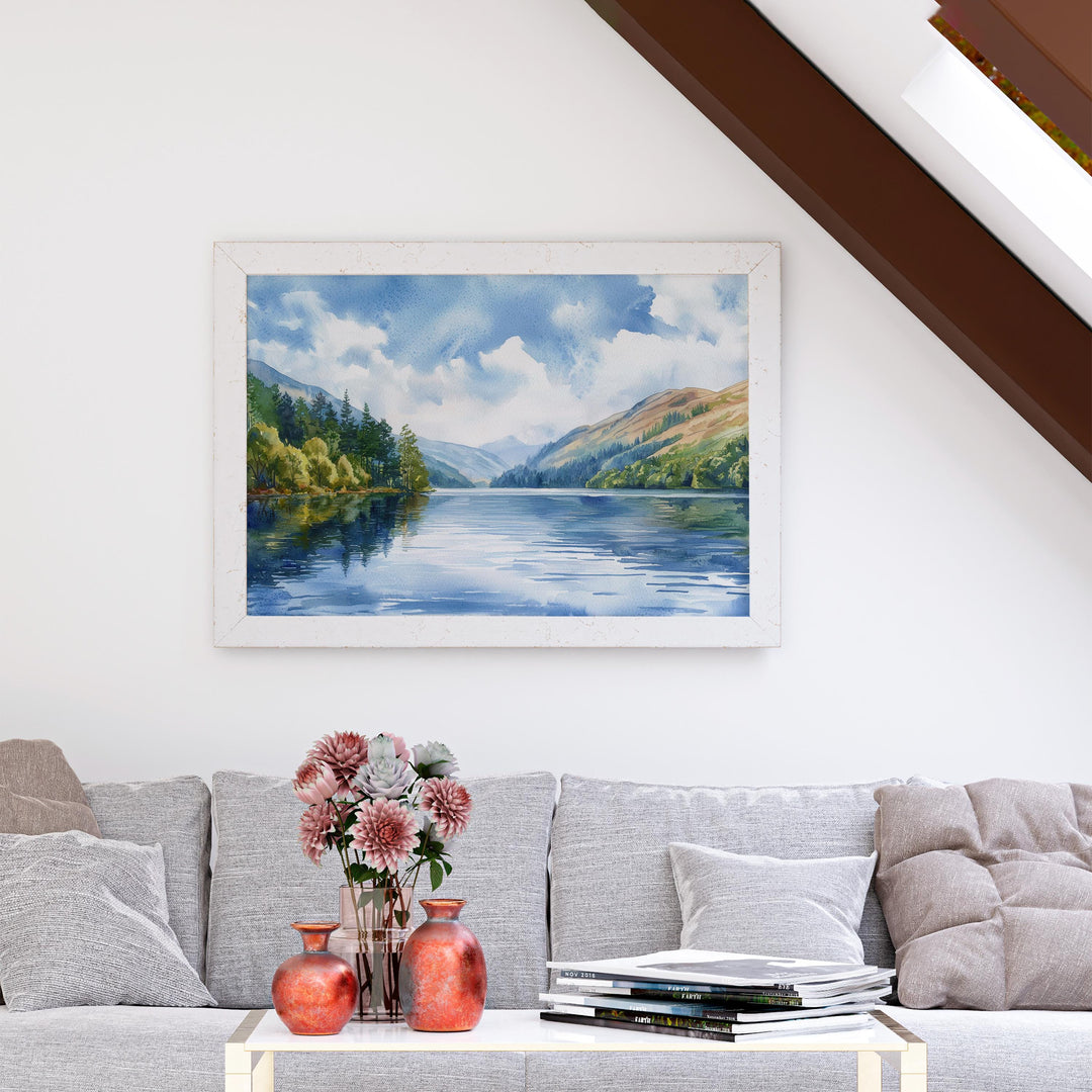 Thirlmere England Watercolor Poster Thirlmere Travel Print Lake District Painting Mountain Lake Wall Art UK Souvenir