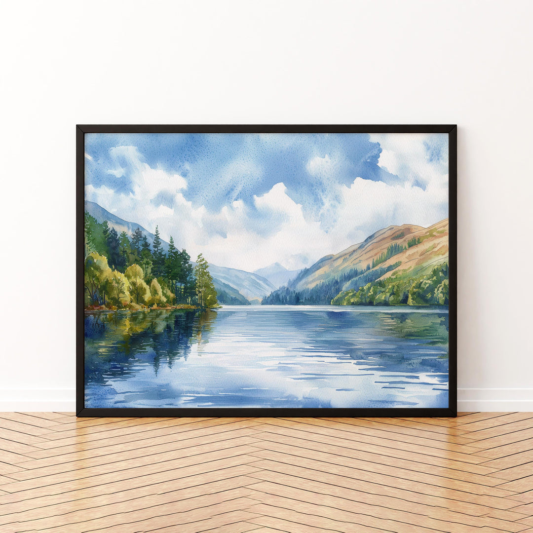 Thirlmere England Watercolor Poster Thirlmere Travel Print Lake District Painting Mountain Lake Wall Art UK Souvenir