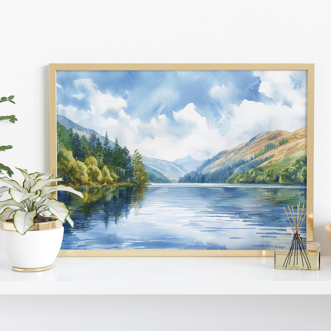 Thirlmere England Watercolor Poster Thirlmere Travel Print Lake District Painting Mountain Lake Wall Art UK Souvenir