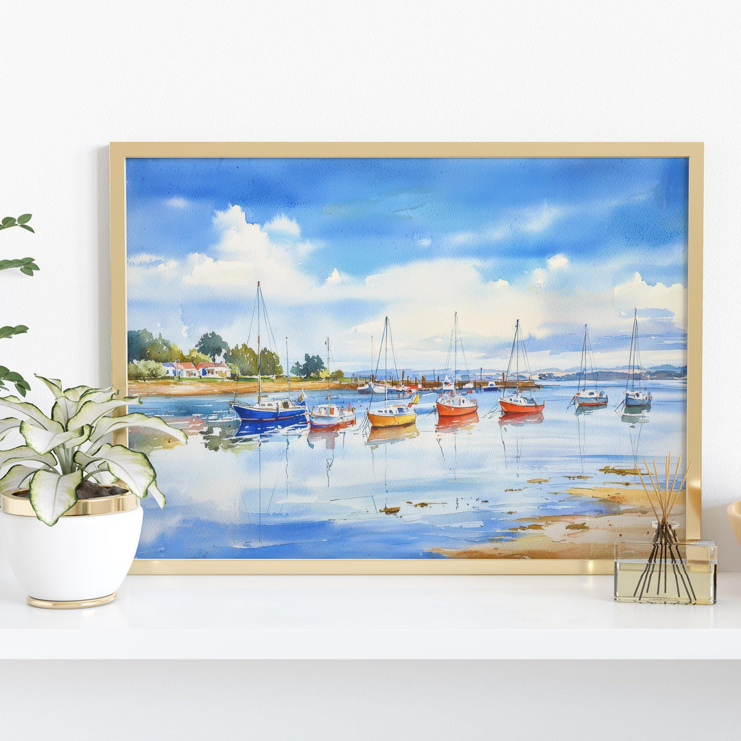 Poole England Watercolor Poster Poole Travel Print Dorset Coast Painting Harbour Wall Art UK Decor Souvenir
