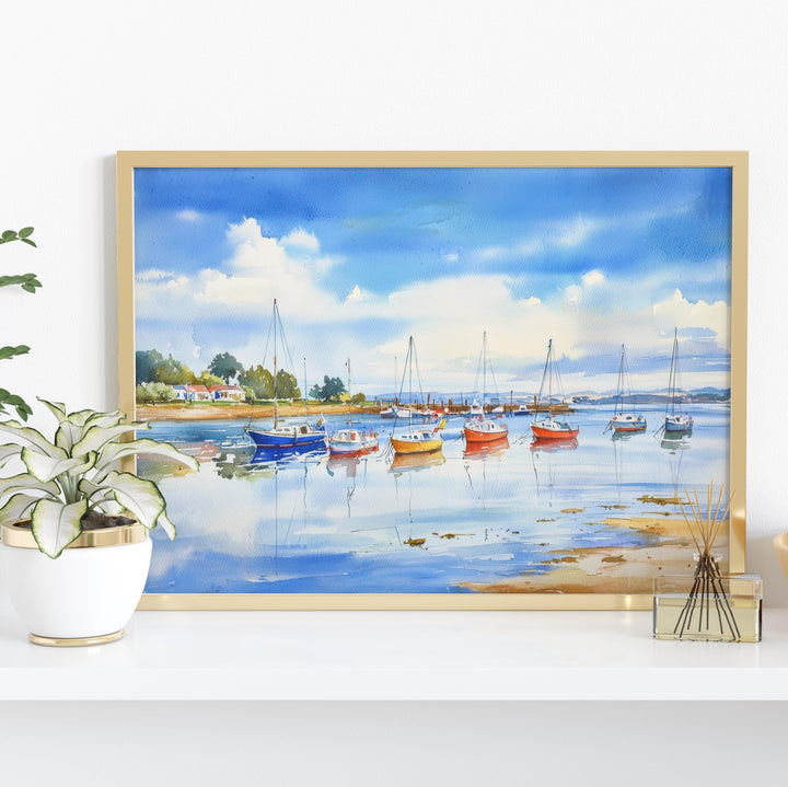 Poole England Watercolor Poster Poole Travel Print Dorset Coast Painting Harbour Wall Art UK Decor Souvenir