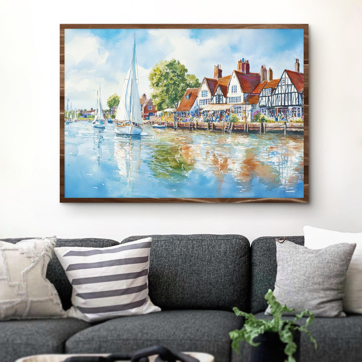 Norfolk Broads England Watercolor Poster Norfolk Broads Travel Print River Landscape Painting Wall Art UK Souvenir