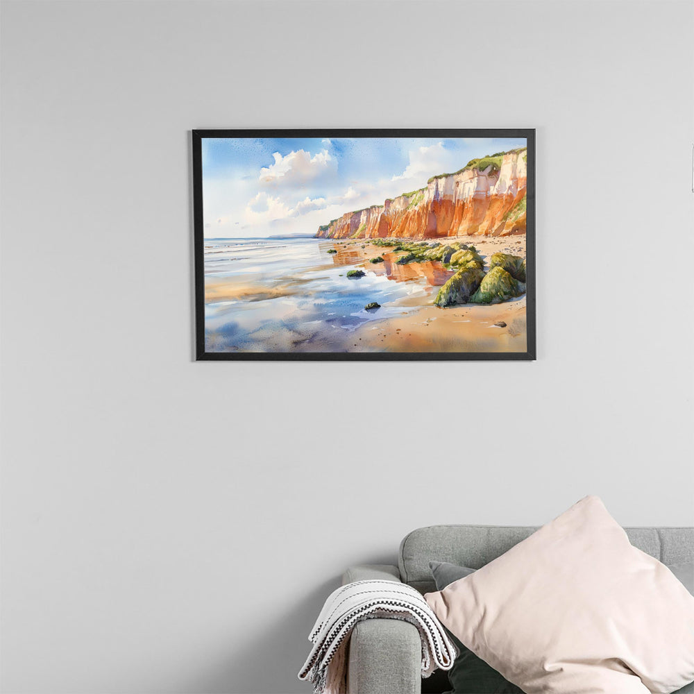 Hunstanton England Watercolor Poster Hunstanton Travel Print Norfolk Coast Painting Seaside Town Wall Art UK Souvenir