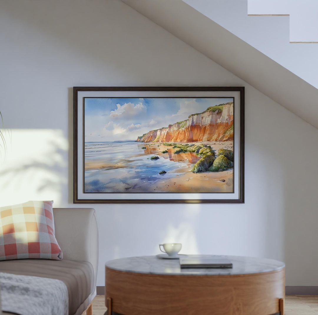 Hunstanton England Watercolor Poster Hunstanton Travel Print Norfolk Coast Painting Seaside Town Wall Art UK Souvenir