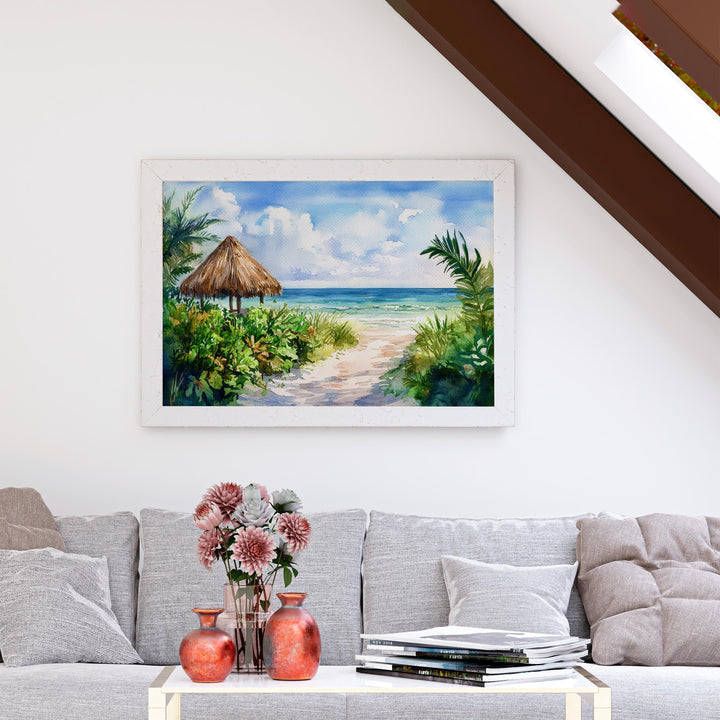 Fort Myers Beach Florida Watercolor Poster Fort Myers Travel Print Gulf Coast Painting Seaside Wall Art USA Souvenir