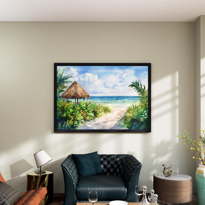 Fort Myers Beach Florida Watercolor Poster Fort Myers Travel Print Gulf Coast Painting Seaside Wall Art USA Souvenir