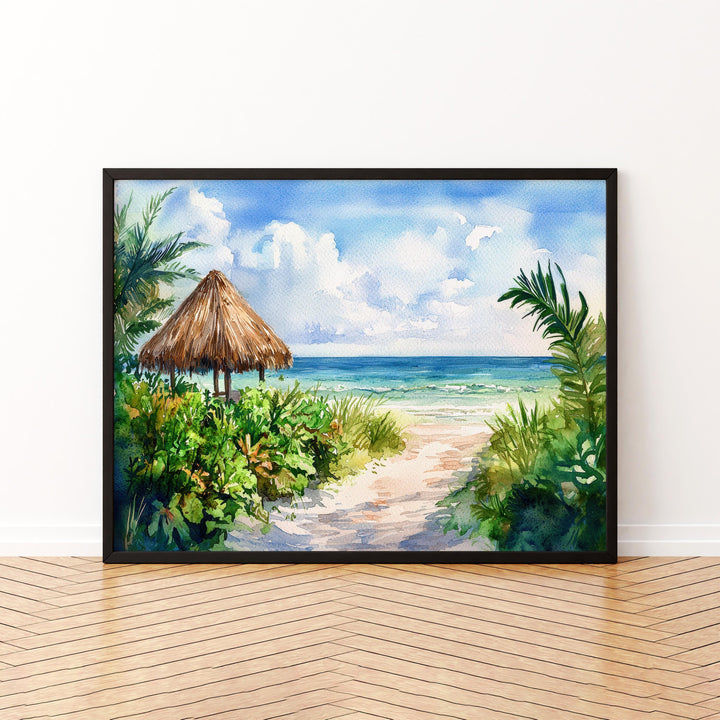 Fort Myers Beach Florida Watercolor Poster Fort Myers Travel Print Gulf Coast Painting Seaside Wall Art USA Souvenir