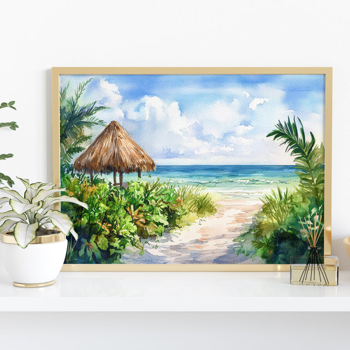 Fort Myers Beach Florida Watercolor Poster Fort Myers Travel Print Gulf Coast Painting Seaside Wall Art USA Souvenir