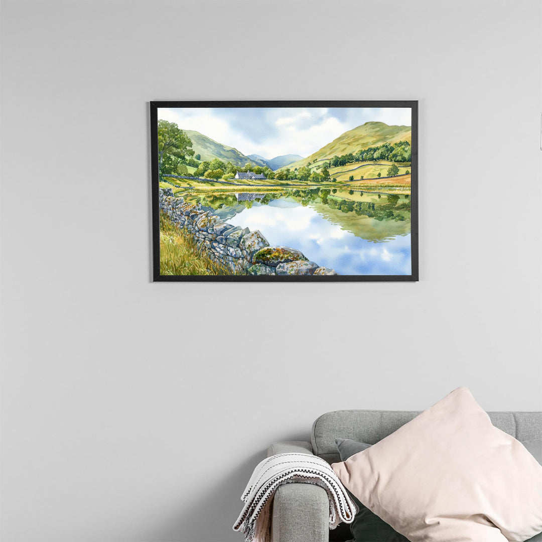 Brotherswater England Watercolor Poster Brotherswater Travel Print Lake District Painting Mountain Lake Wall Art UK Souvenir