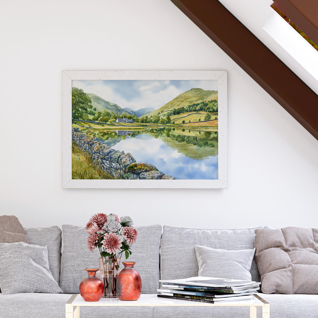 Brotherswater England Watercolor Poster Brotherswater Travel Print Lake District Painting Mountain Lake Wall Art UK Souvenir