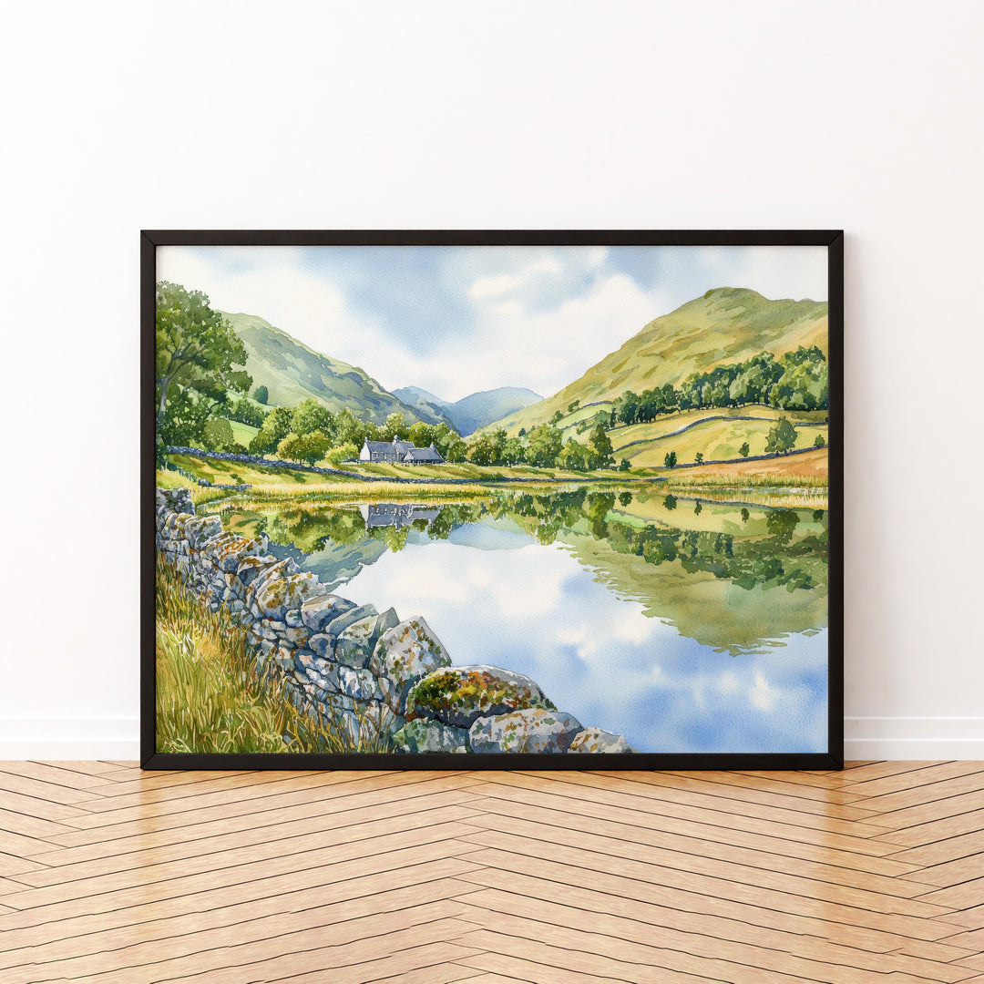 Brotherswater England Watercolor Poster Brotherswater Travel Print Lake District Painting Mountain Lake Wall Art UK Souvenir
