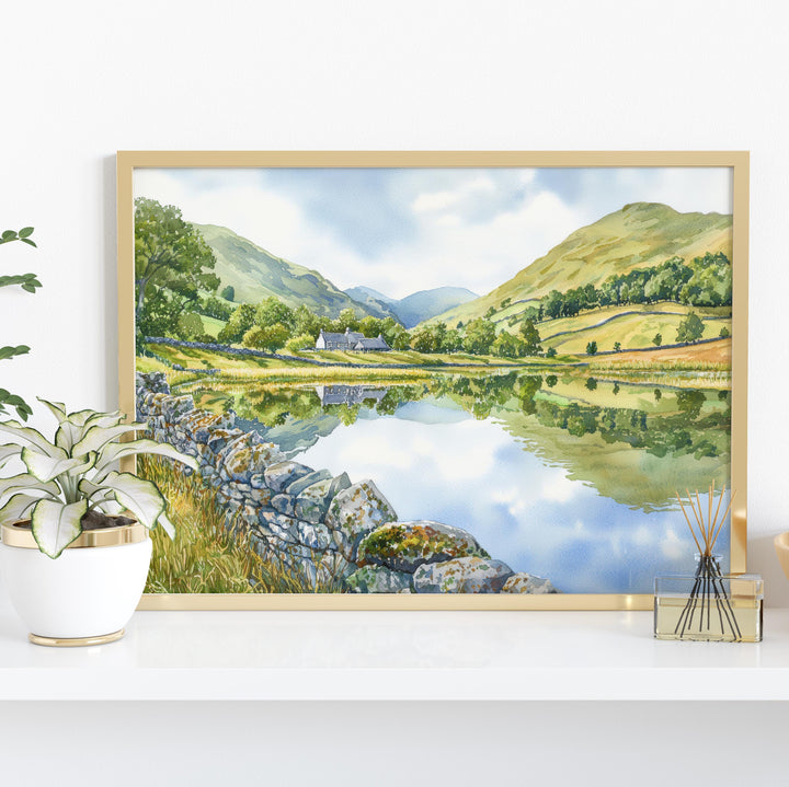 Brotherswater England Watercolor Poster Brotherswater Travel Print Lake District Painting Mountain Lake Wall Art UK Souvenir