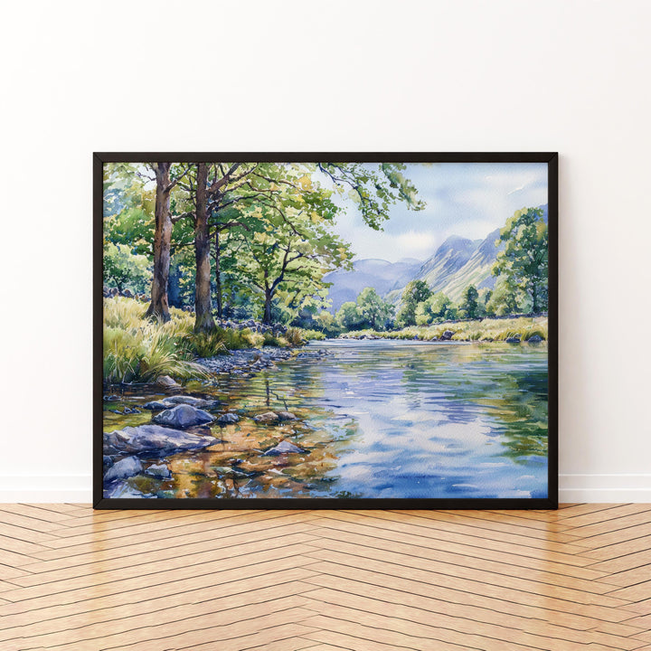 Borrowdale England Watercolor Poster Borrowdale Travel Print Lake District Painting Mountain Valley Wall Art UK Souvenir
