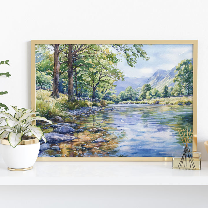 Borrowdale England Watercolor Poster Borrowdale Travel Print Lake District Painting Mountain Valley Wall Art UK Souvenir