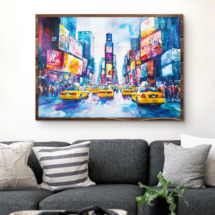 Times Square New York Watercolor Poster Times Square Travel Print NYC Cityscape Painting Wall Art USA Souvenir