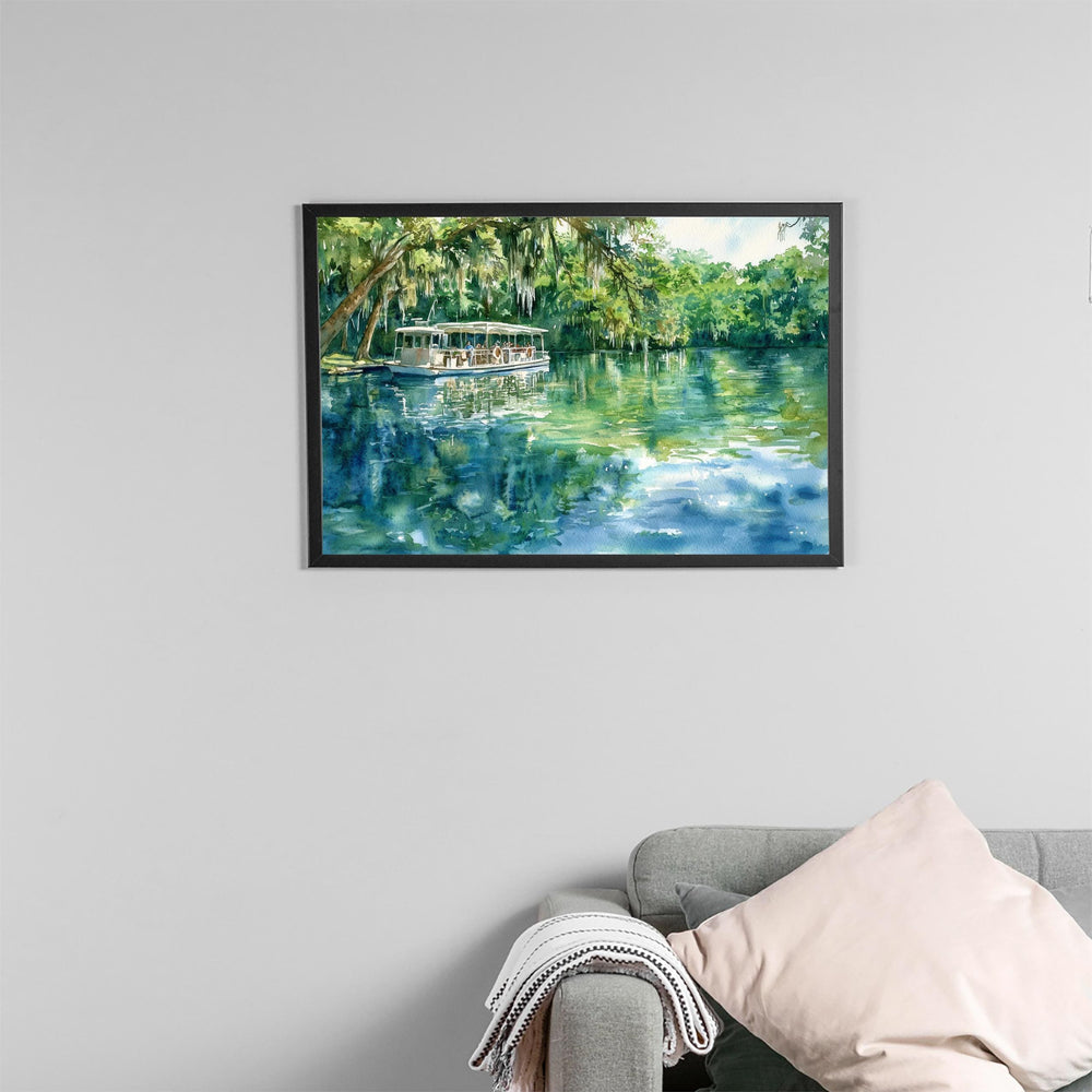 Silver Springs State Park Florida Watercolor Poster Silver Springs Travel Print Nature Painting Wall Art USA Souvenir