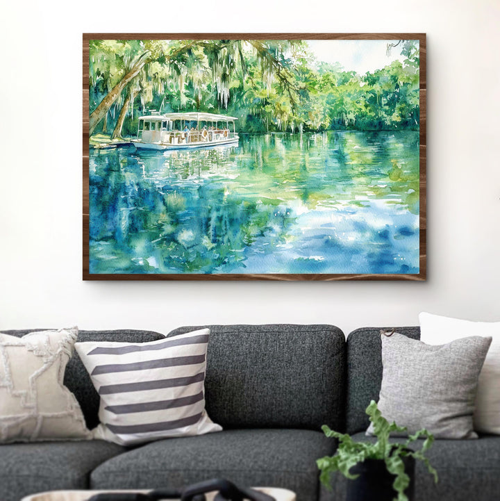 Silver Springs State Park Florida Watercolor Poster Silver Springs Travel Print Nature Painting Wall Art USA Souvenir