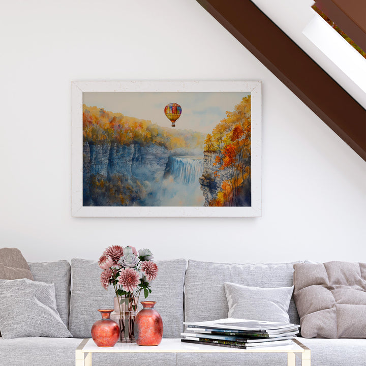 Letchworth State Park New York Watercolor Poster Letchworth Travel Print Nature Landscape Painting Wall Art USA Souvenir
