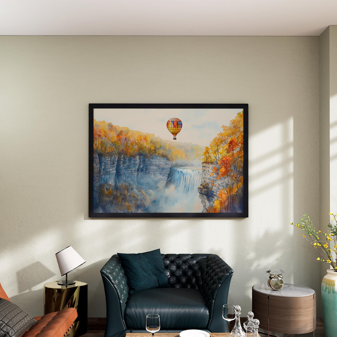 Letchworth State Park New York Watercolor Poster Letchworth Travel Print Nature Landscape Painting Wall Art USA Souvenir