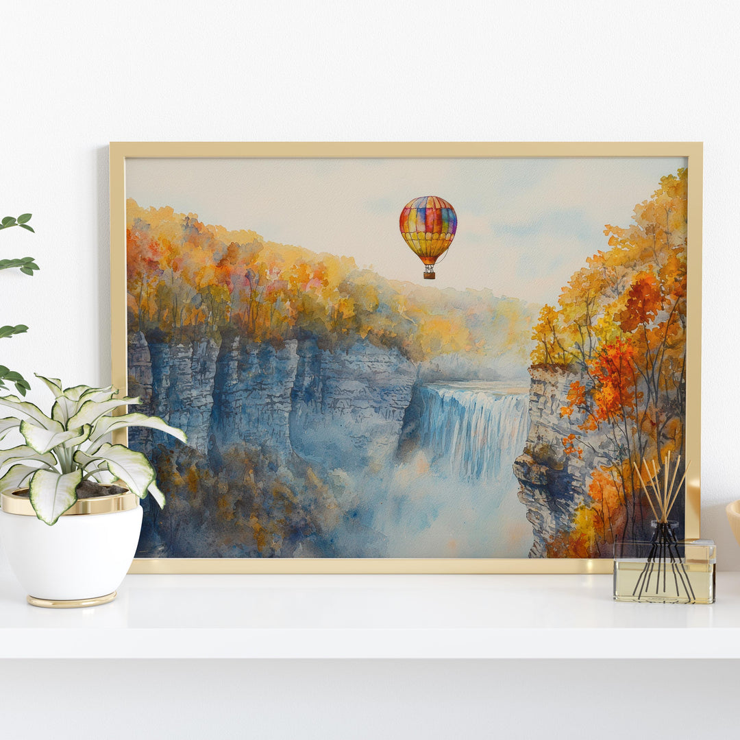 Letchworth State Park New York Watercolor Poster Letchworth Travel Print Nature Landscape Painting Wall Art USA Souvenir