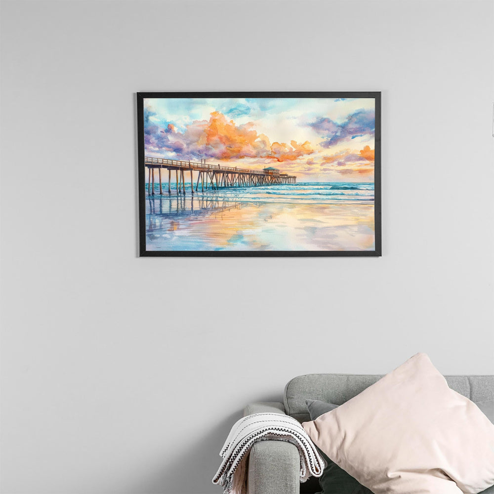 Cocoa Beach Florida Watercolor Poster Cocoa Beach Travel Print Atlantic Coast Painting Surf Town Wall Art USA Souvenir