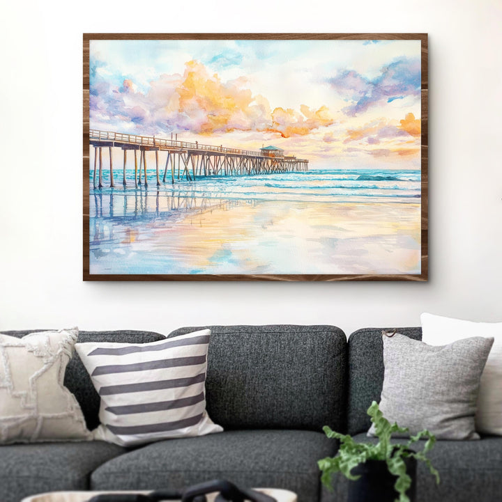Cocoa Beach Florida Watercolor Poster Cocoa Beach Travel Print Atlantic Coast Painting Surf Town Wall Art USA Souvenir
