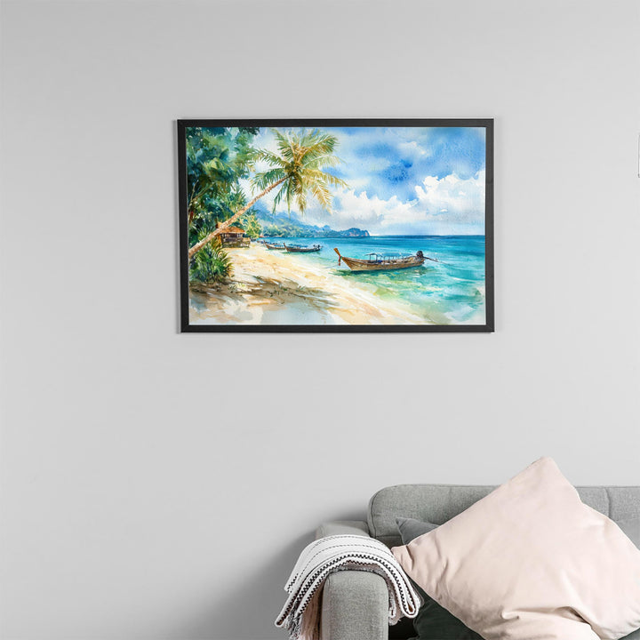 Koh Lanta Thailand Watercolor Poster Koh Lanta Travel Print Tropical Island Painting Beach Wall Art Asia Souvenir