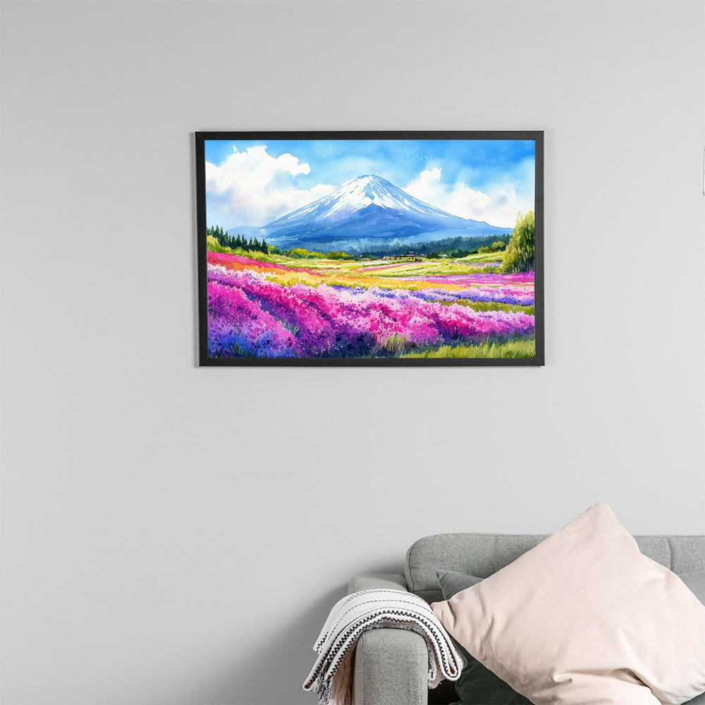 Hokkaido Japan Watercolor Poster Hokkaido Travel Print Mountain Landscape Painting Nature Wall Art Asia Souvenir