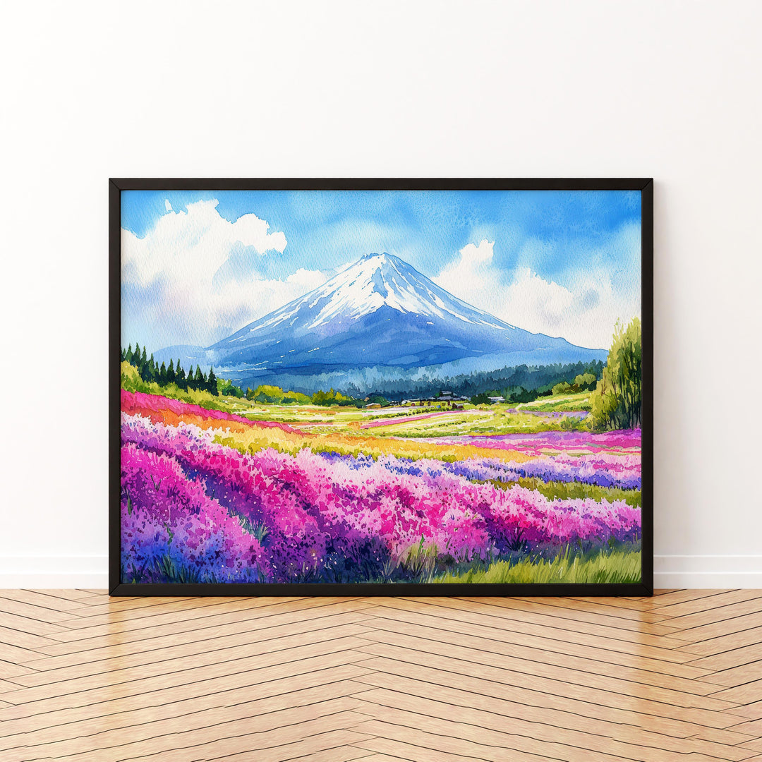 Hokkaido Japan Watercolor Poster Hokkaido Travel Print Mountain Landscape Painting Nature Wall Art Asia Souvenir