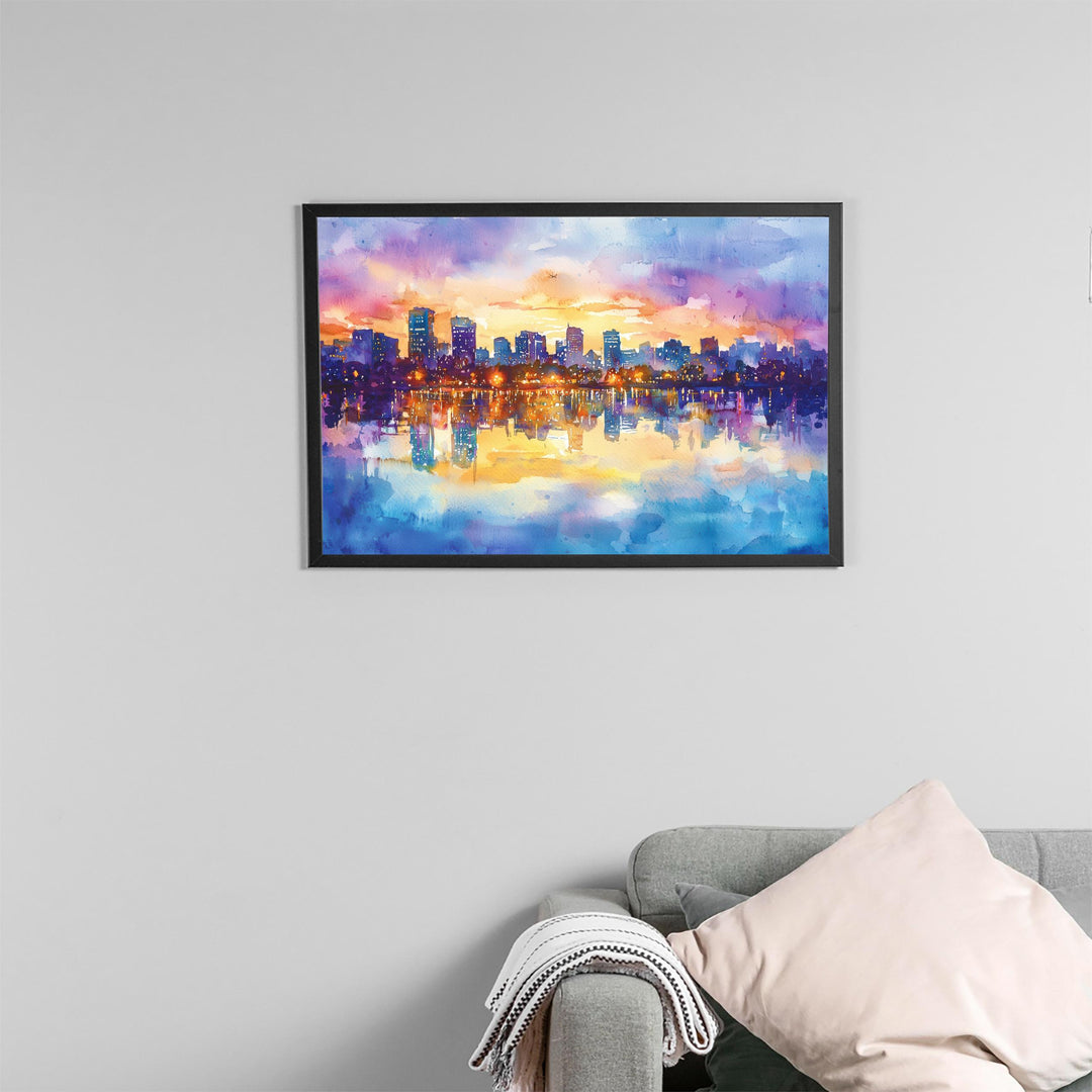 Hanoi Vietnam Watercolor Poster Hanoi Travel Print Old Quarter Painting City Street Wall Art Asia Souvenir