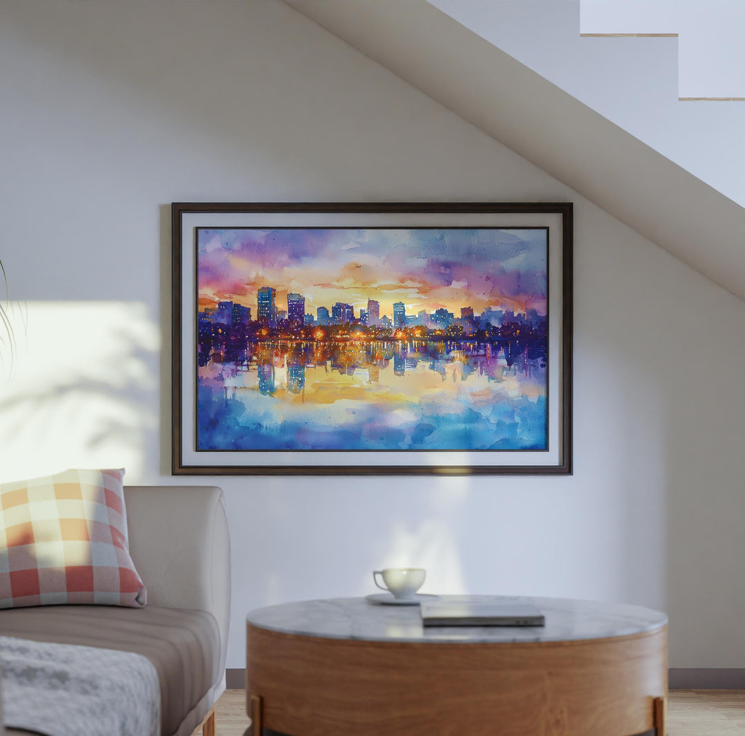 Hanoi Vietnam Watercolor Poster Hanoi Travel Print Old Quarter Painting City Street Wall Art Asia Souvenir