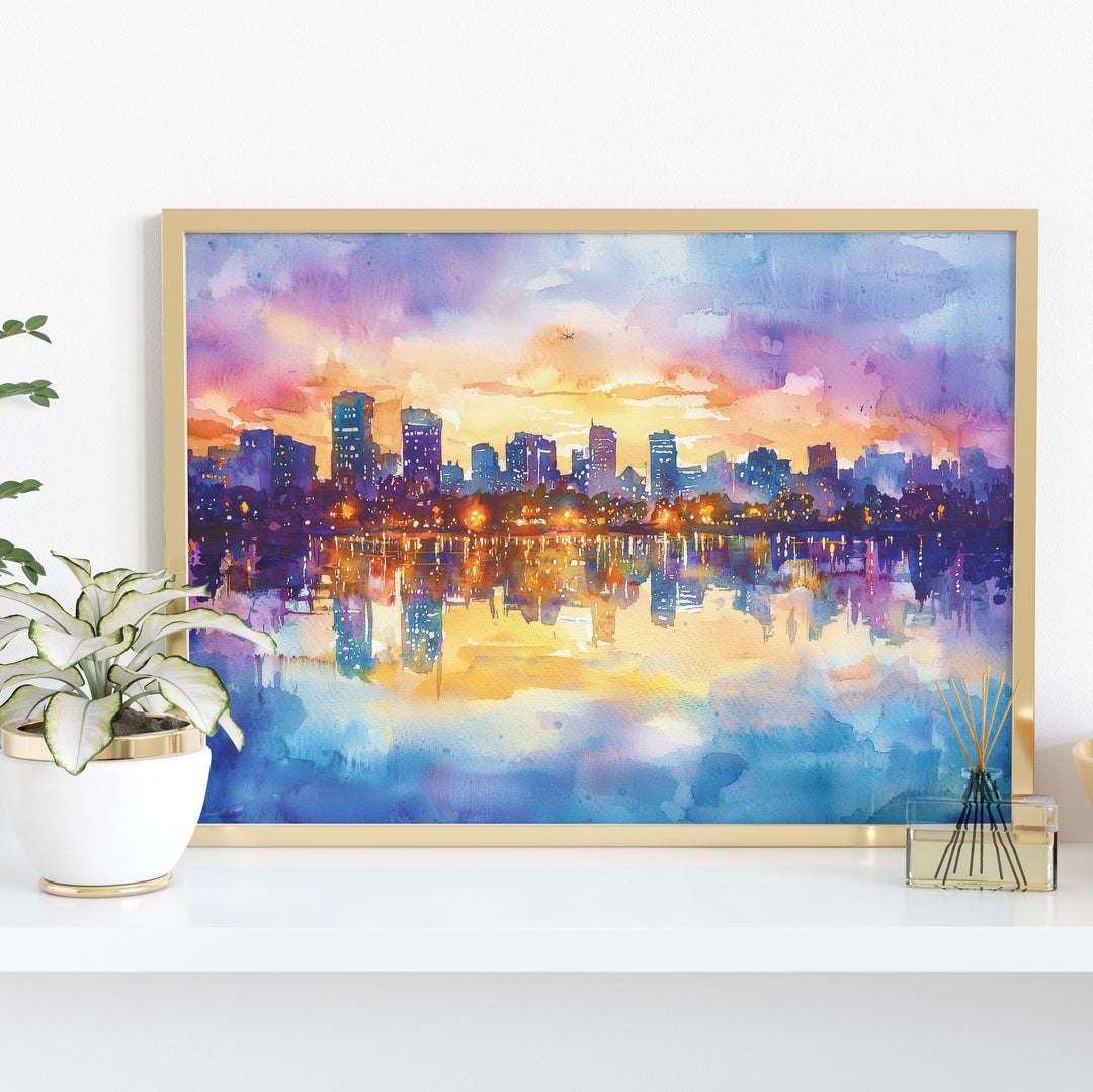 Hanoi Vietnam Watercolor Poster Hanoi Travel Print Old Quarter Painting City Street Wall Art Asia Souvenir