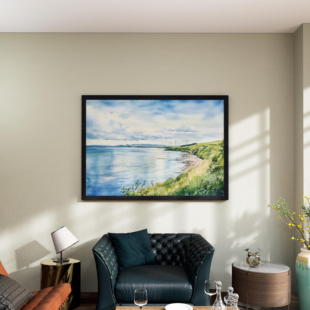 Solway Coast England Watercolor Poster Solway Coast Travel Print Coastal Landscape Painting Seaside Wall Art UK Souvenir