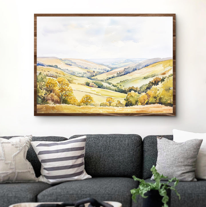 Shropshire Hills England Watercolor Poster Shropshire Travel Print Countryside Landscape Painting Wall Art UK Souvenir