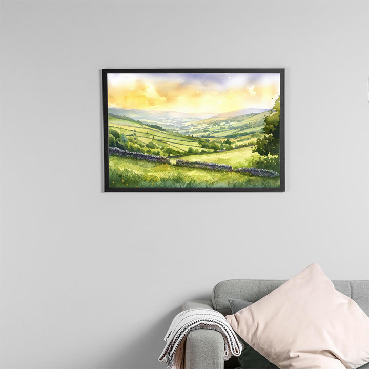 North Pennines England Watercolor Poster North Pennines Travel Print Countryside Landscape Painting Wall Art UK Souvenir