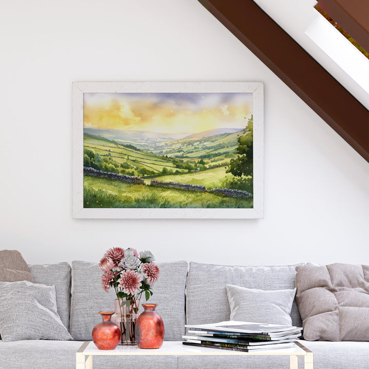 North Pennines England Watercolor Poster North Pennines Travel Print Countryside Landscape Painting Wall Art UK Souvenir