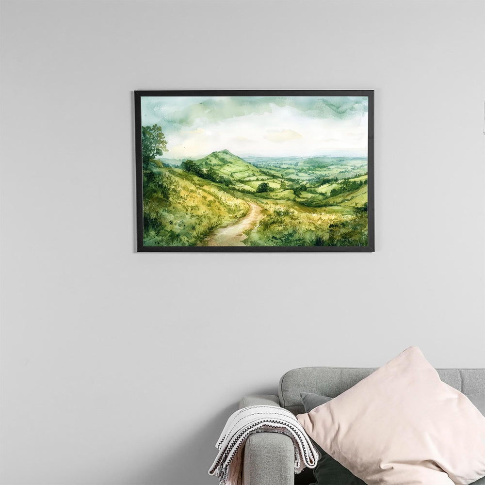Malvern Hills England Watercolor Poster Malvern Hills Travel Print Countryside Landscape Painting Wall Art UK Souvenir