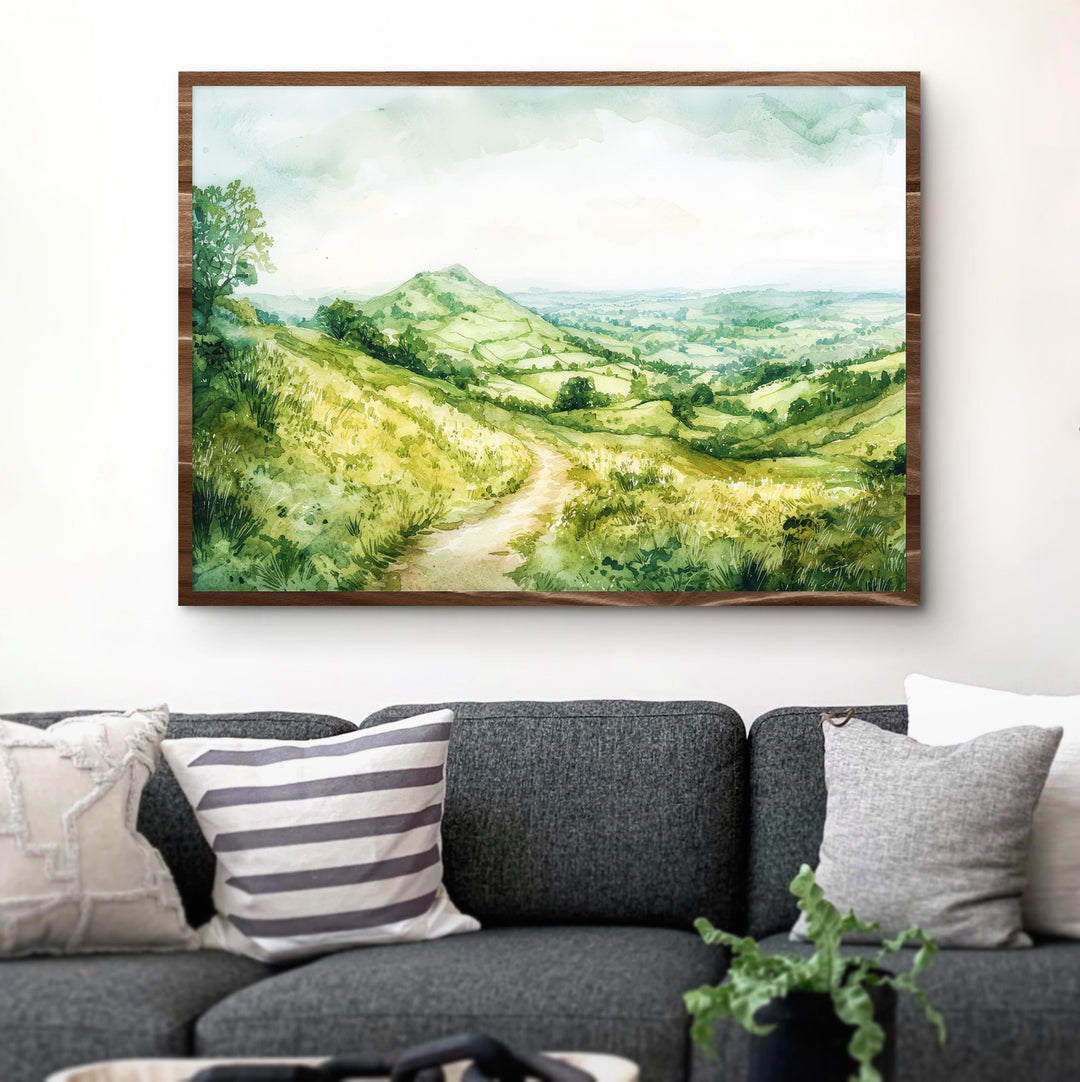 Malvern Hills England Watercolor Poster Malvern Hills Travel Print Countryside Landscape Painting Wall Art UK Souvenir