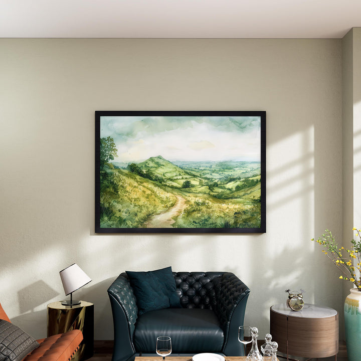 Malvern Hills England Watercolor Poster Malvern Hills Travel Print Countryside Landscape Painting Wall Art UK Souvenir