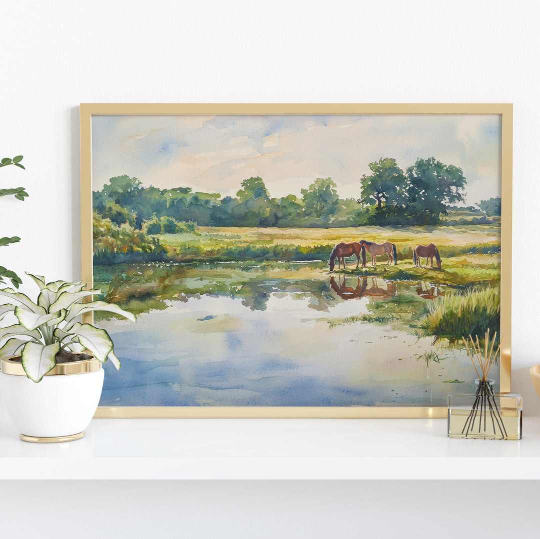 Kent Downs England Watercolor Poster Kent Downs Travel Print Countryside Landscape Painting Wall Art UK Souvenir